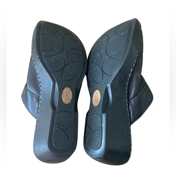 BORN Black Leather Clog/Mule Wedge Shoes Women’s Size 10 - Picture 8 of 10